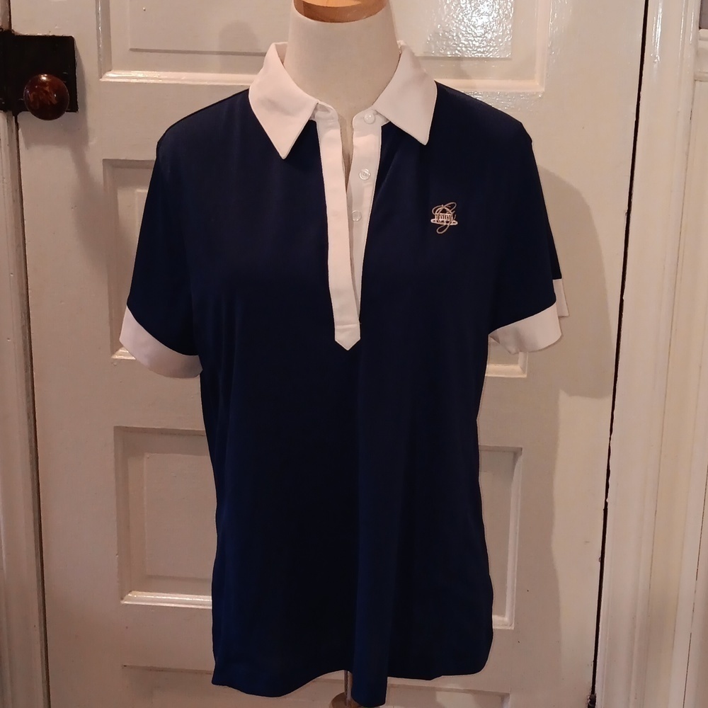 Greenbrier Collection by Greg Norman Play Dry blue white polo shirt XL 👕